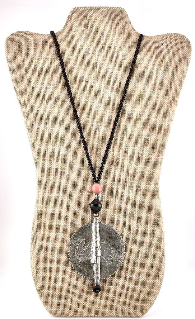 Silver Elephant Pendant Statement Necklace