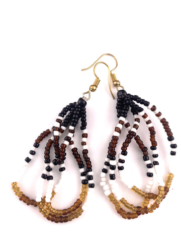 Safari-Styling Seed Bead Cascading Earrings