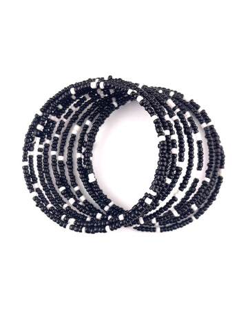 Black & White Seed Bead Coiled Bracelet