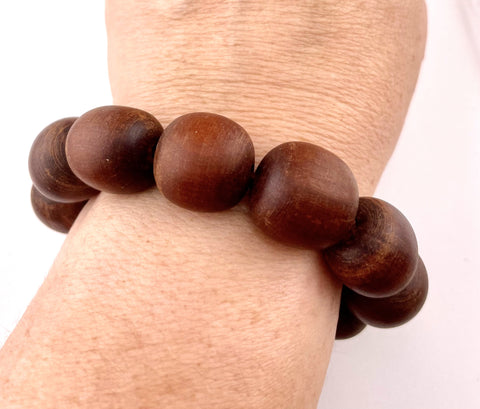 Brown Wood Stretchy Bracelet