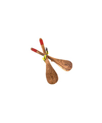 Hand-carved Olive Wood Spoon Set with Red Seed Bead Handles