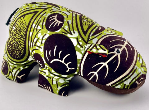 Camouflage Kanga Fabric Stuffed Hippo (Kiboko)