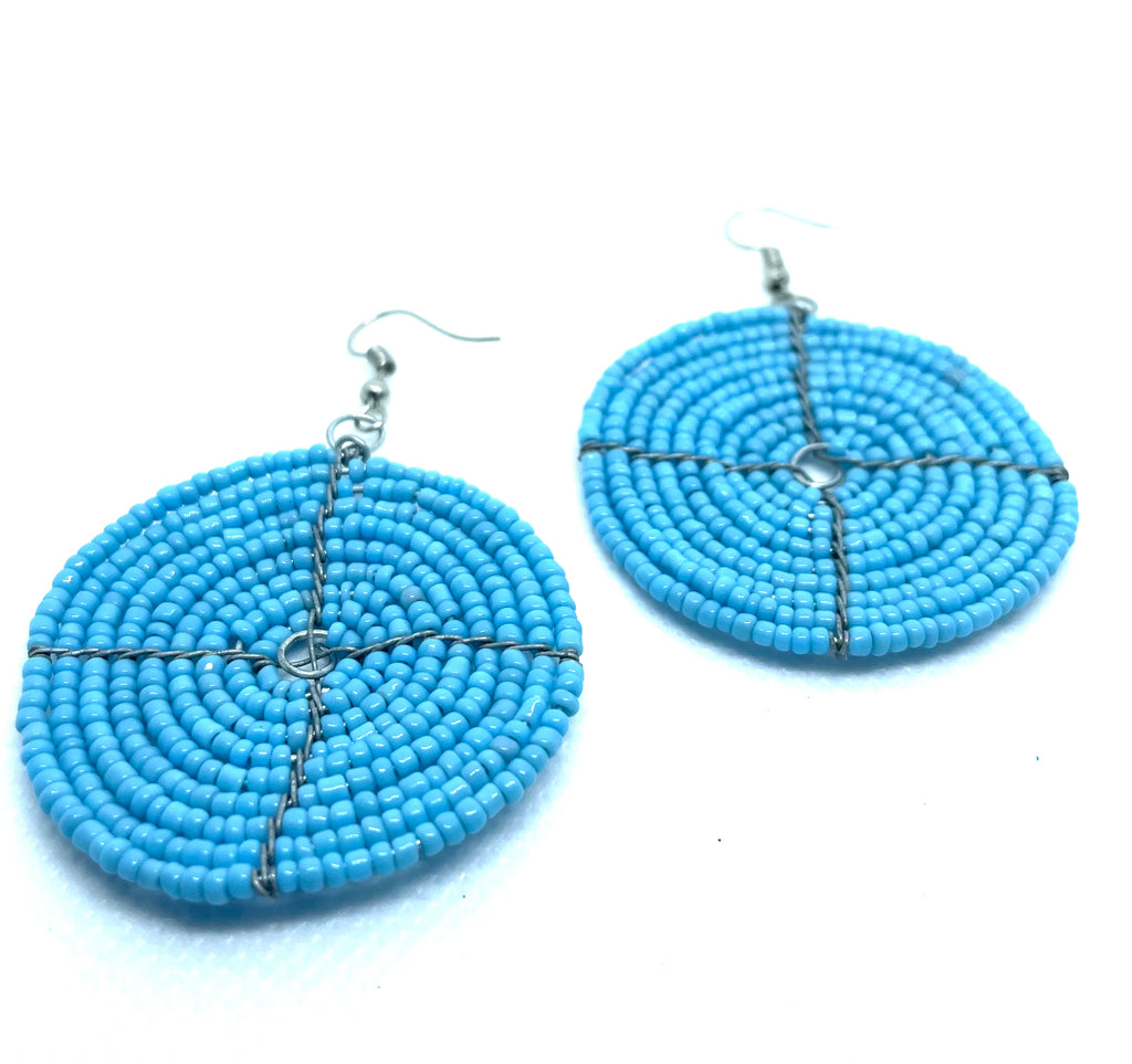 Maasai Tribe Beaded Earrings - Sky Blue