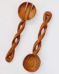 Hand-Carved Olive Wood Twisted Spoon Set