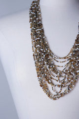Cascading Necklace in Brown/Copper/Cream  Seed Beads