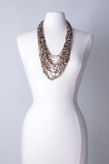 Cascading Necklace in Brown/Copper/Cream  Seed Beads