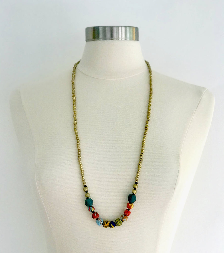 Hand Painted Ghana Glass Necklace