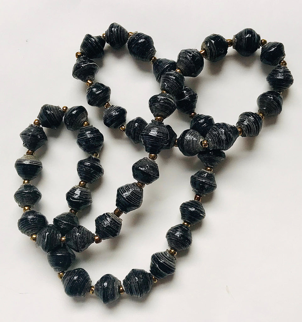 Paper Bead Short Necklace - Charcoal