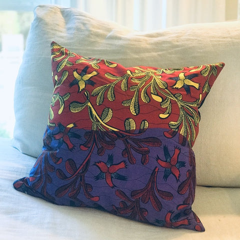 African Kanga Fabric Square Pillow