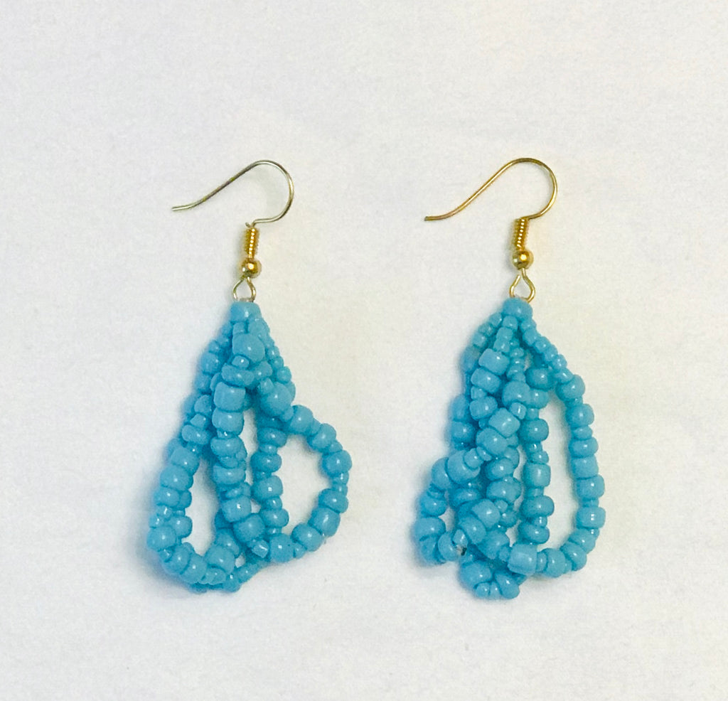 Ethnic Strands Maasai Earrings-Sky Blue