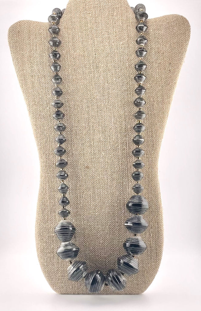 Charcoal Paper Bead Anastasia Necklace