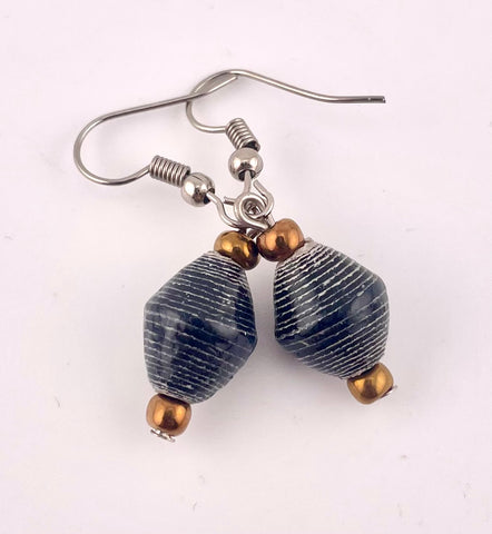 Charcoal Paper Bead Earrings