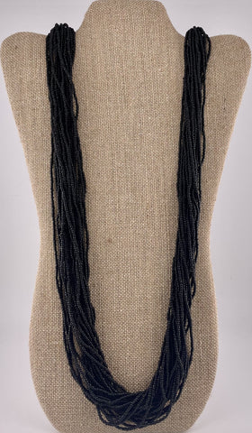 Black Seed Bead 20-Strand Cascade Necklace