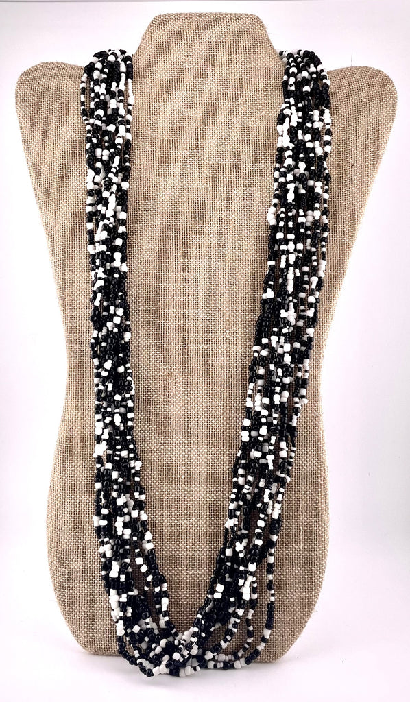 White & Black Seed Bead 20-Strands Necklace