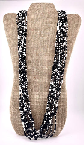 Black & White Seed Bead 20-Strand Necklace