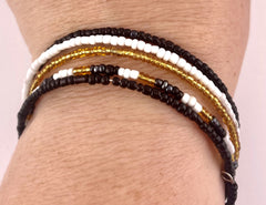 Beaded Bracelet Black, White & Gold