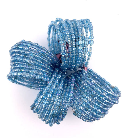 Clear Blue Seed Bead Napkin Rings