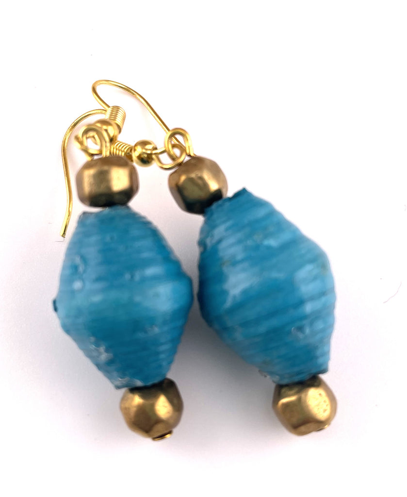 Turquoise Paper Bead Single Drops