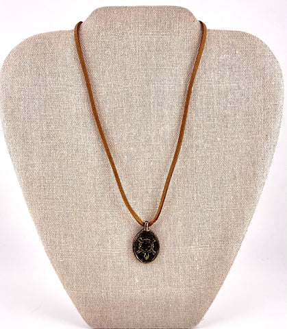 Turtle Necklace with Suede Chain
