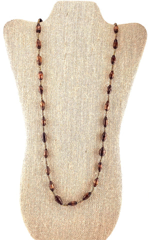 Brown Paper Bead Single Strand Necklace