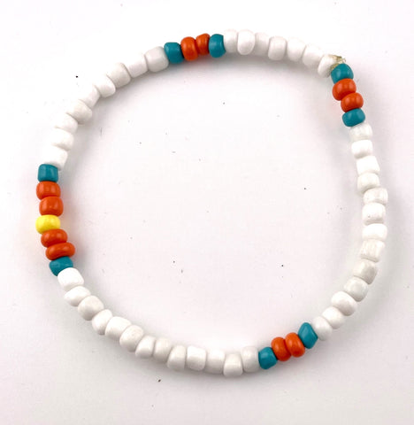 White & Multi Mix Single Strand Stretchy Bracelet
