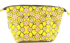 African Print Yellow & Beige Fabric Cosmetic Bag