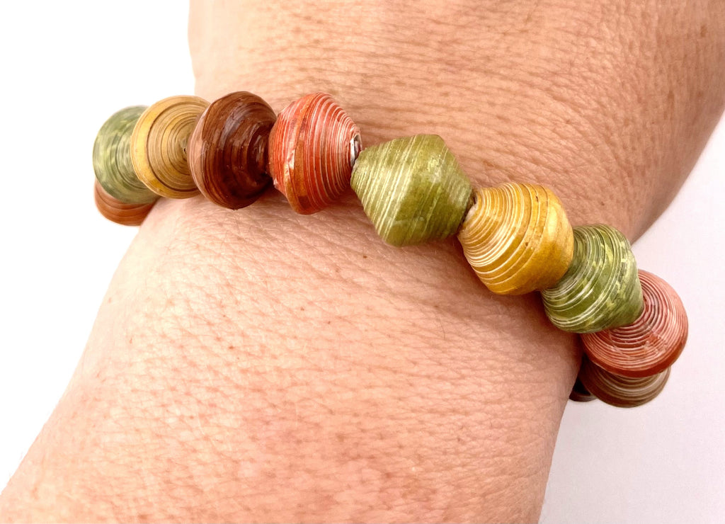 Seasons of Color Paper Bead Stretch Bracelet