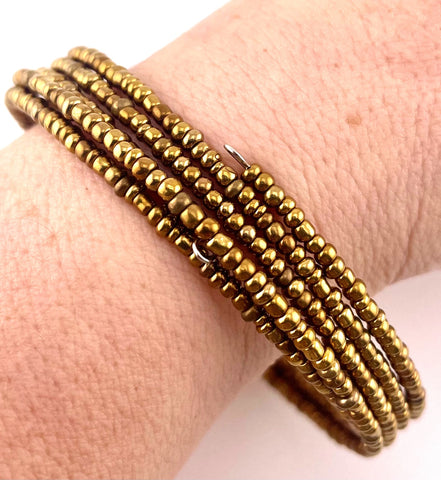 Gold Seed Bead 5-Wrap