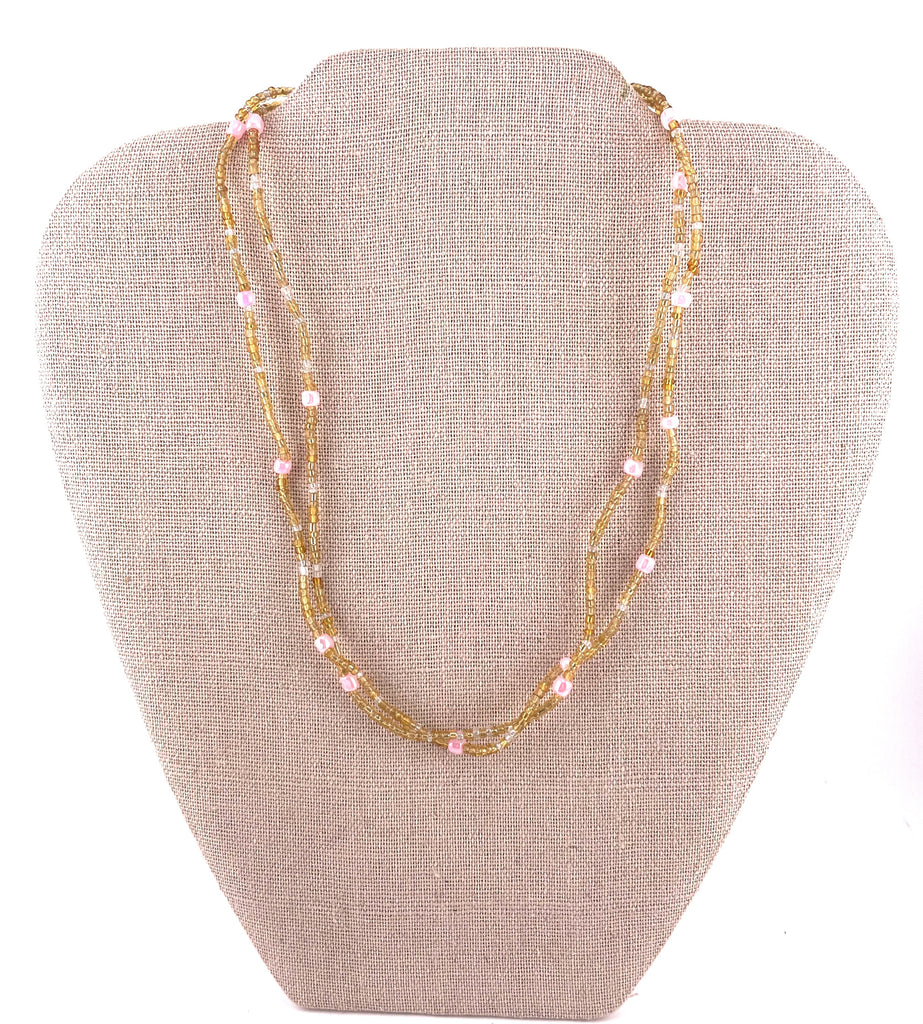 Pink Seed Bead 2-Strands Short Necklace