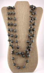 Grey Paper Bead Long Necklace