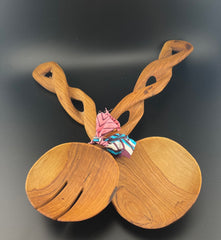 Hand-carved Olive Wood Spoon Set with Twisted Handles