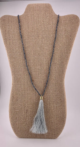 Starry Night Bead Chain with Grey Thread Tassel