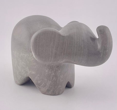 Hand-Carved Soapstone Grey Elephant