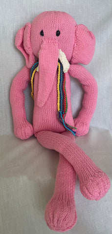 Knitted Stuffed Pink Elephant