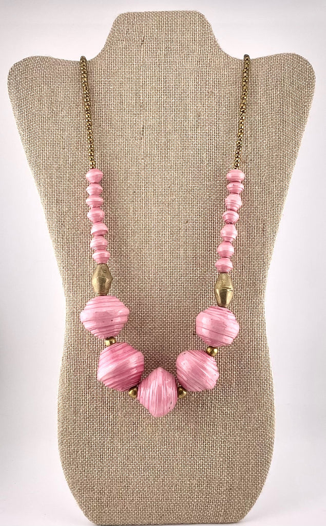 Pink Paper Bead Anastasia Necklace