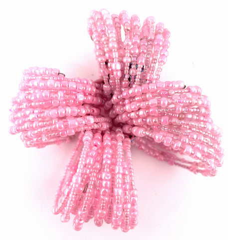 Clear Pink Seed Bead Napkin Rings