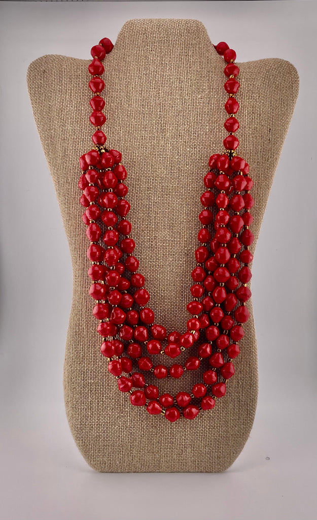 Hot Red Paper Bead Naomi Necklace