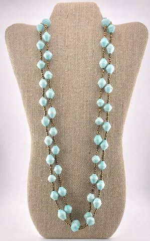 Sea Foam Paper Bead Long Necklace