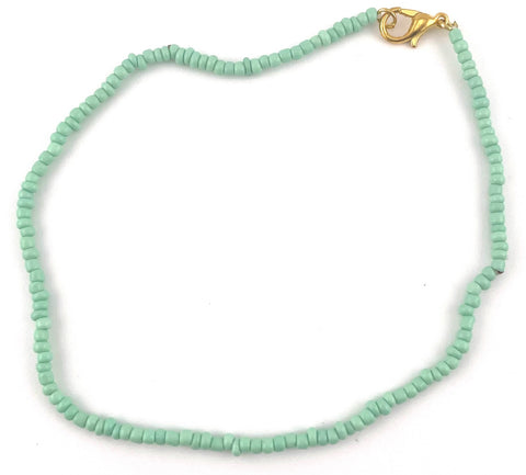Unisex Ankle Bracelet - Sea Foam Seed Beads.