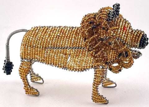 Seed Bead Lion - Gold & Brown