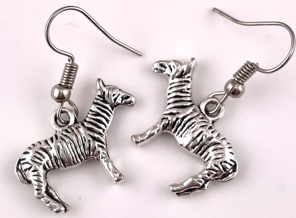 Sterling Silver Zebra Drop Earrings