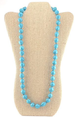 Turquoise Paper Bead Single Strand Short Necklace