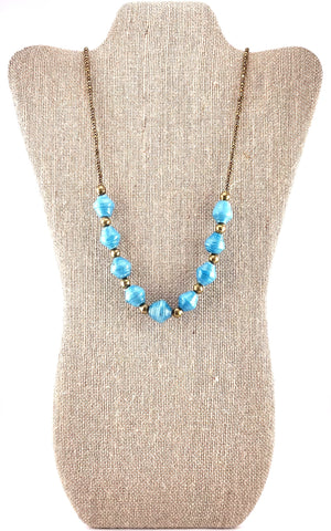 Turquoise Paper Bead 9-Drop Necklace