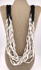 White Paper & Black Seed Bead African Ceremonial Necklace