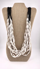 White Paper & Black Seed Bead African Ceremonial Necklace