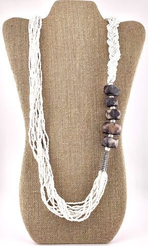 Mauve-Stained Wood Rondelle Cut Beads Necklace
