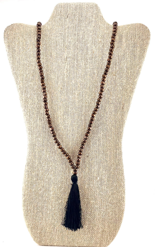 Wood Beads Black Tassel