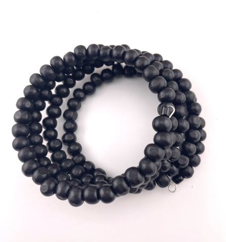 Wood 5-Wrap Coiled Bracelet - Midnight Black
