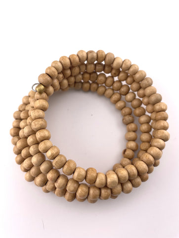 Wood Wrap Natural Coiled 4-Wrap Bracelet