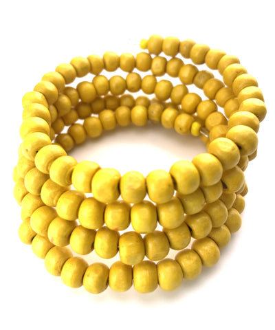 Wood 5-Wrap Coiled Bracelet - Sunshine Yellow